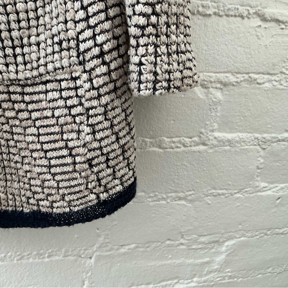 NIC+ZOE Open Cardigan Sweater Cream Black Textured Knit Layer Casual Chic Sz M - Picture 5 of 13